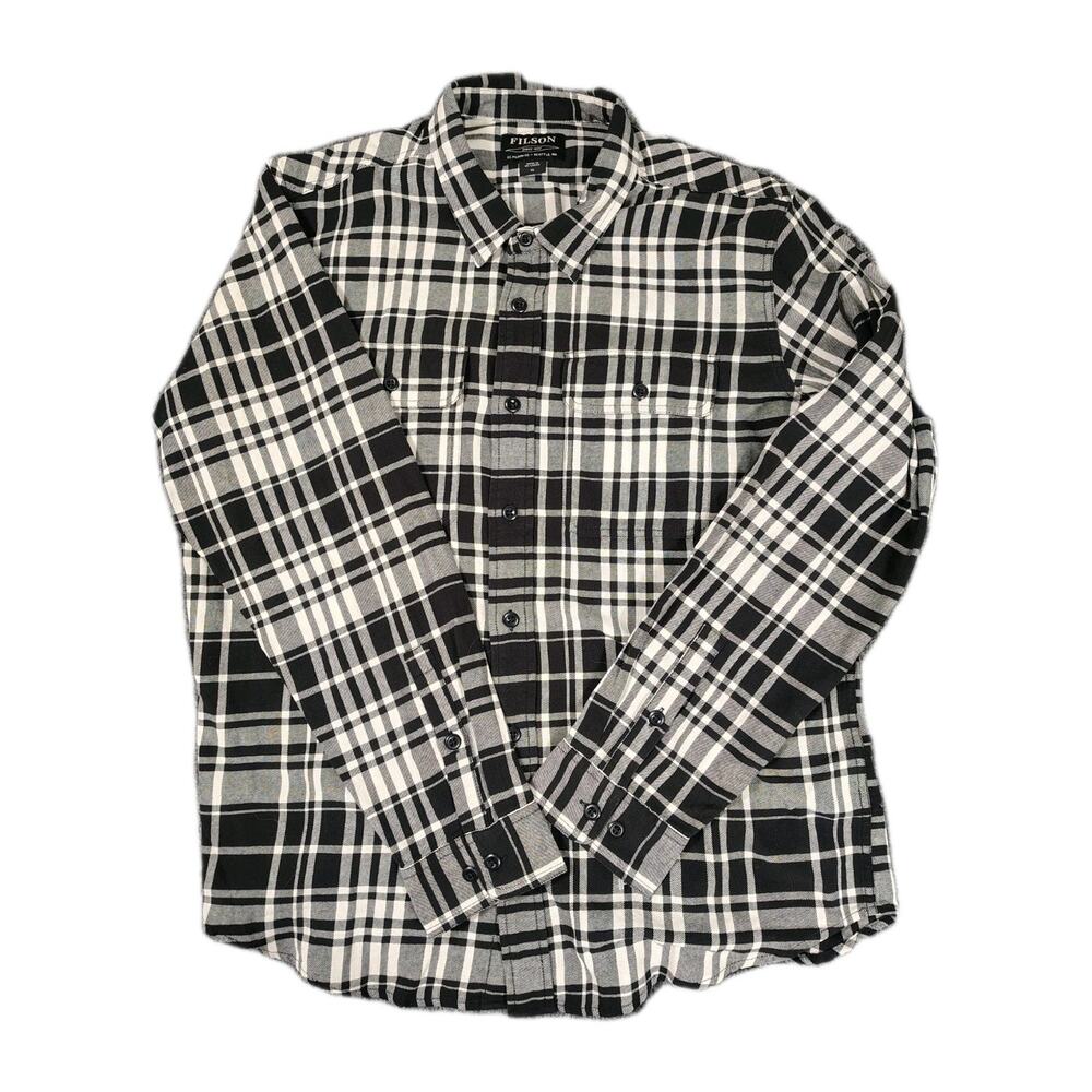 Filson Lightweight Alaskan Guide Shirt Men's XL Black Flannel Buffalo Plaid EUC